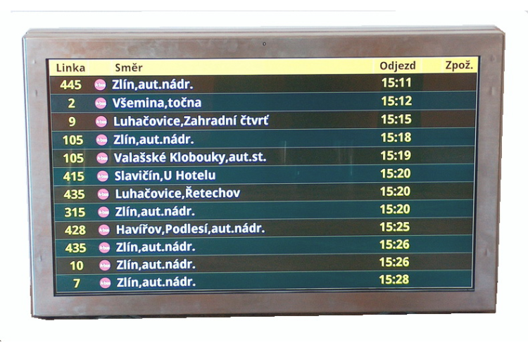 Zastávkové LCD panely - vnitřní