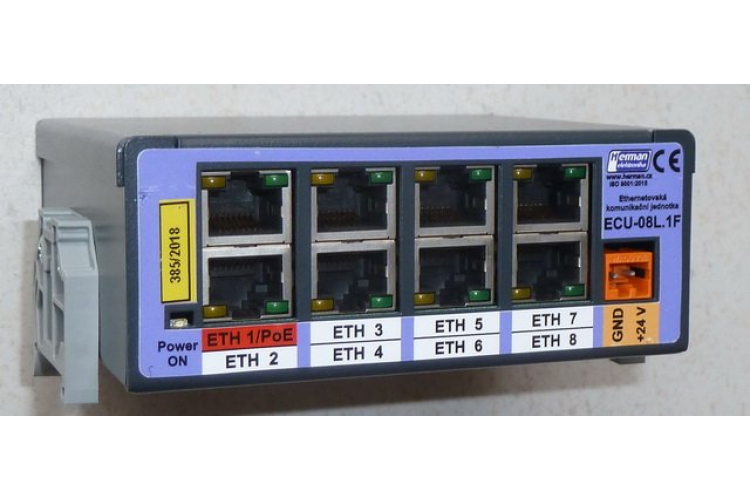 Neřízený přepínač sběrnice ethernet ECU-08L.1F