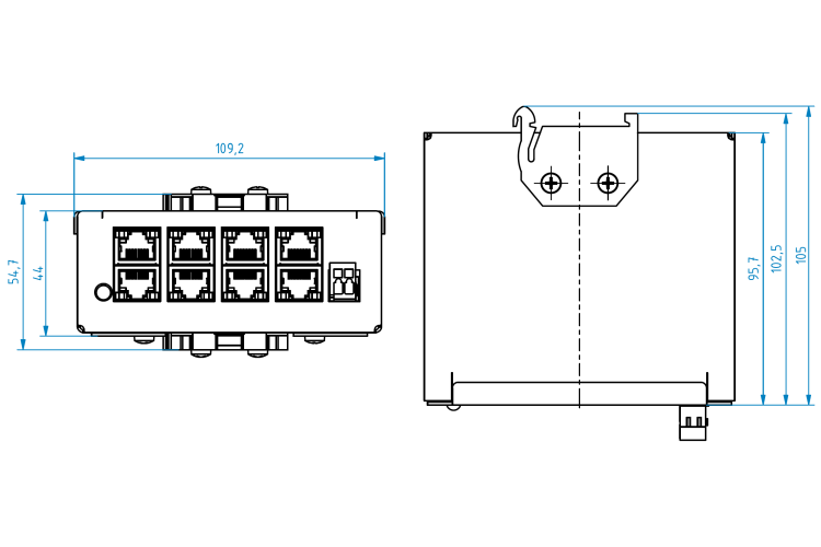 Neřízený přepínač sběrnice ethernet ECU-08L.1F
