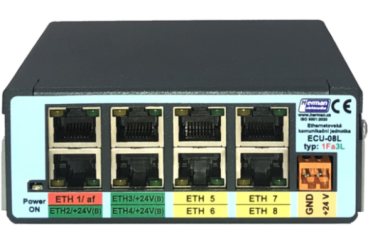 Neřízený přepínač sběrnice ethernet ECU-08L.1Fa3L