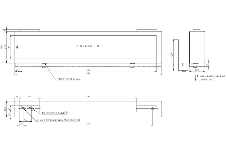 Vvnitřní LED panel, dvouřádkový – VLP 20 × 120